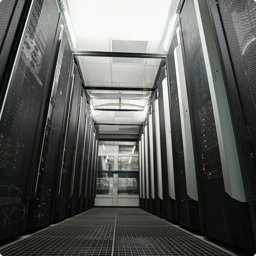 Technician working in a server room